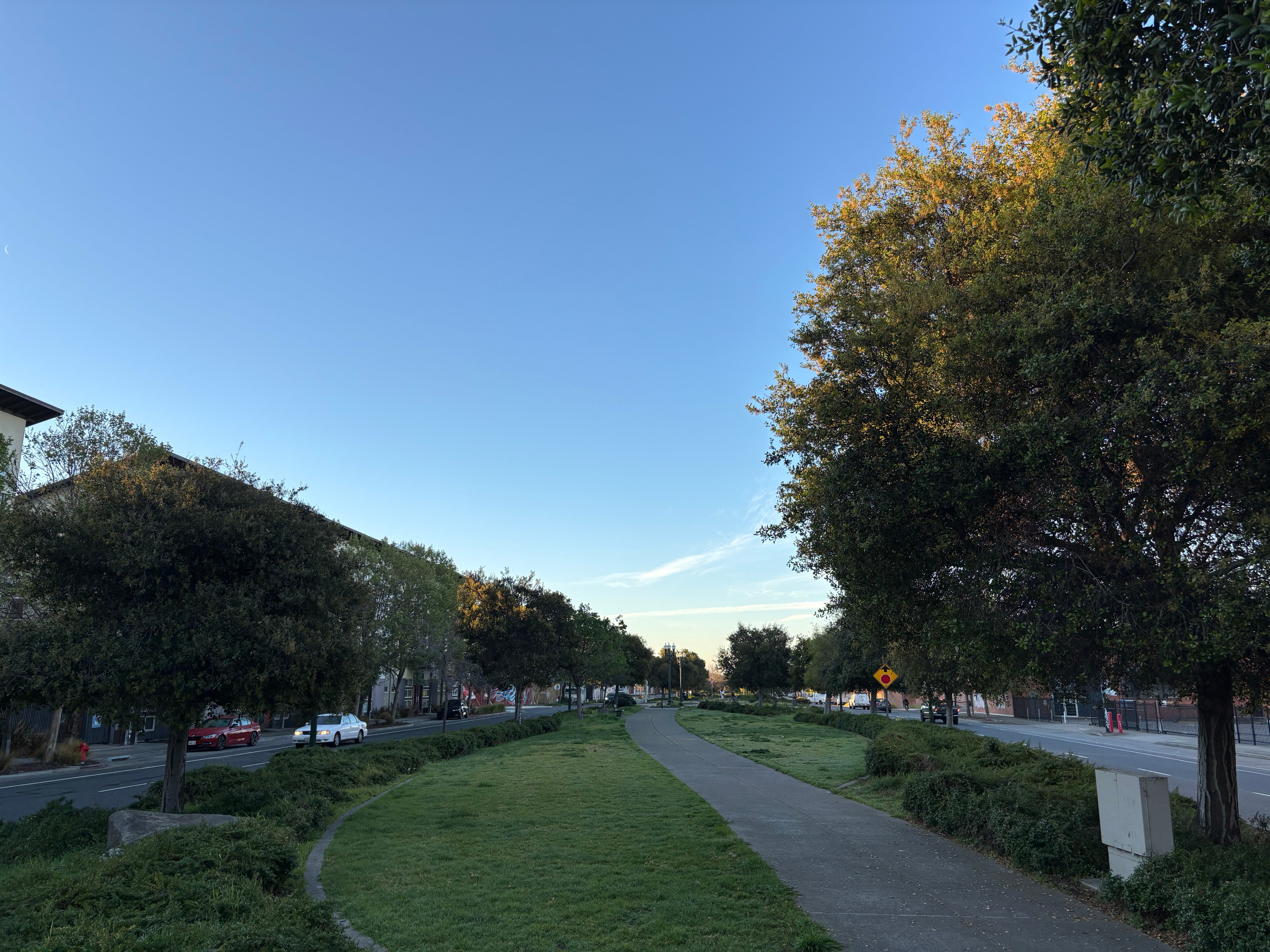 Aerial view of Mandela Parkway greenway